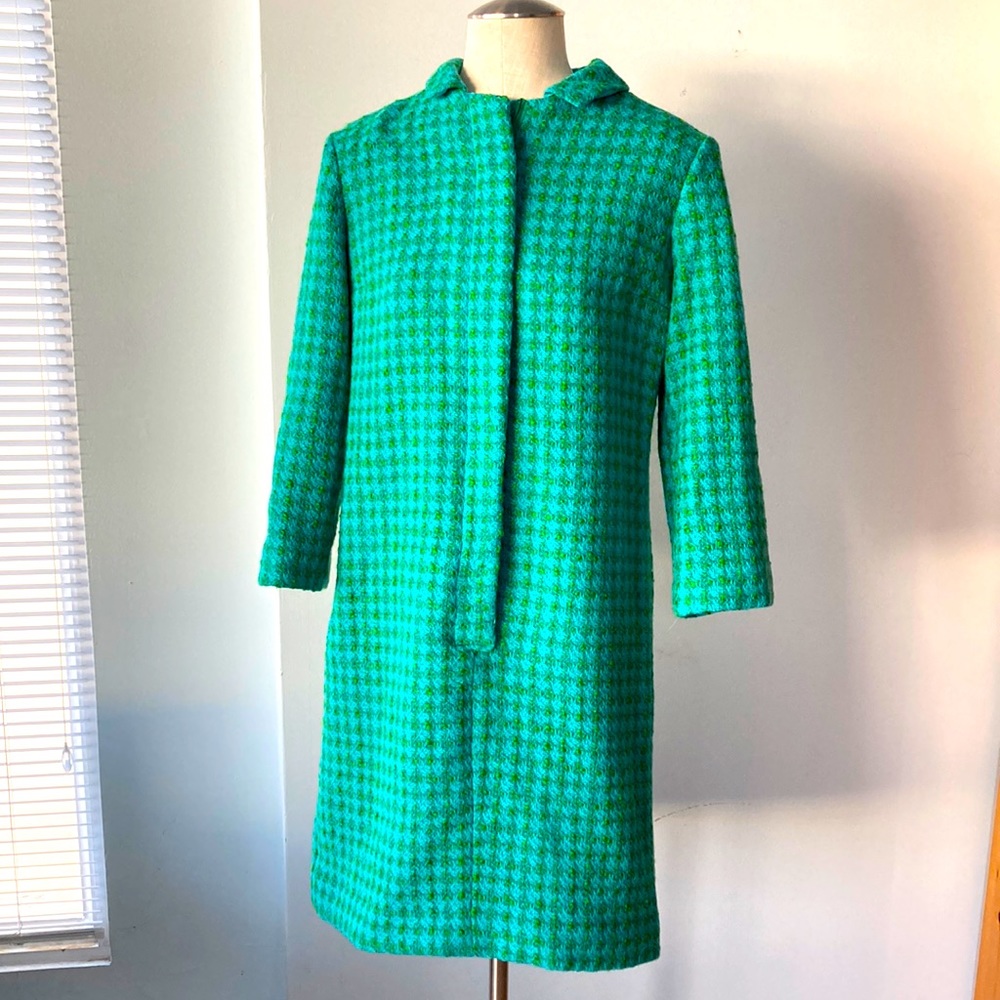 Vintage green woven plaid dress